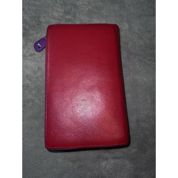 NICOLI Womens Red Leather Multicolor Interior Bifold Zip Around Wallet - Picture 4 of 11